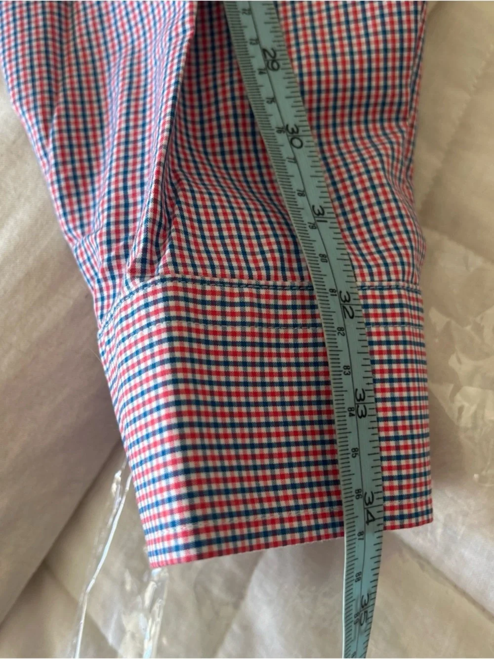 Banana Republic Men's Red and Blue Micro-Check Slim Non Iron Dress Shirt
